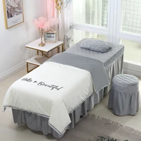 4 6pcs beautiful beauty salon bedding sets massage spa use coral velvet embroidery duvet cover bed skirt quilt sheet custom s