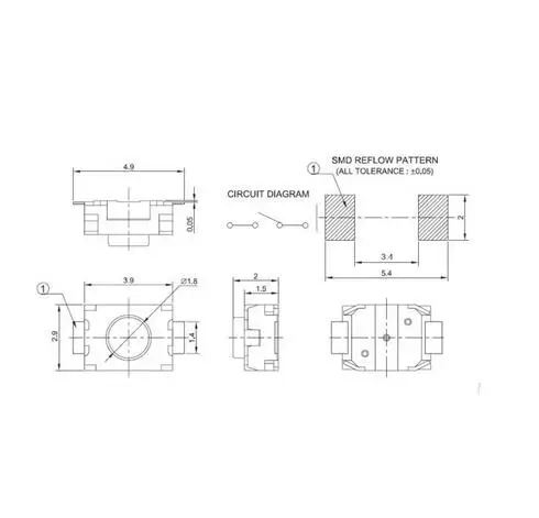 Мини кнопочный переключатель Tact 10 шт. 3*4*2 мм 2 контактный SMD 3x4x2 мм|Выключатели| |