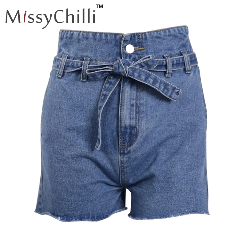 Женские джинсовые шорты MissyChilli повседневные с карманами и высокой талией летние