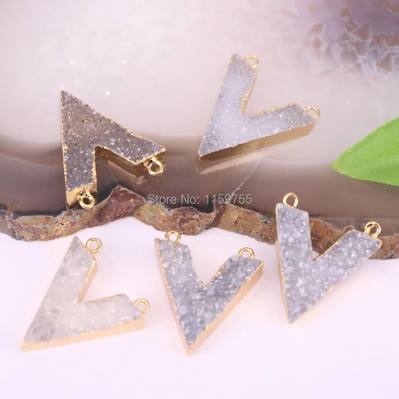 Оптовая продажа 5 шт. V Форма Натуральный камень кулон разъем Бусины|stone connector|natural