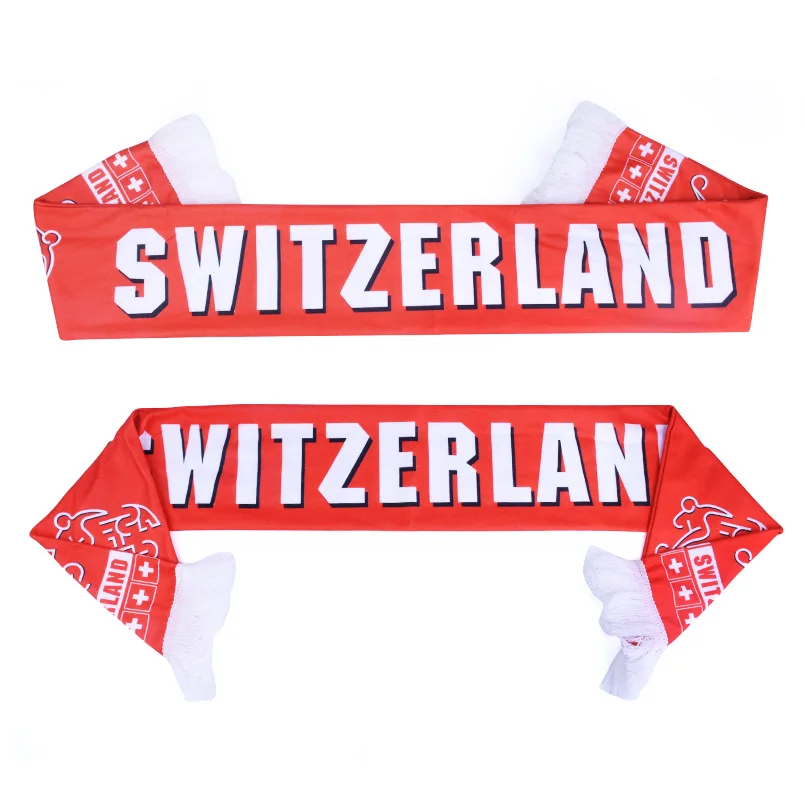 Swizerland Шарфы для футбольных болельщиков футбольный Болельщик шарф 32 футбольные команды страны командный шарф флаг баннер футбол болельщик подарок шарф сувенир - Цвет: Swizerland