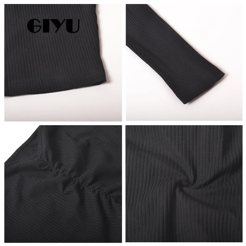 GIYU/Однотонная футболка с длинным рукавом и вырезом лодочкой Semmer сексуальная