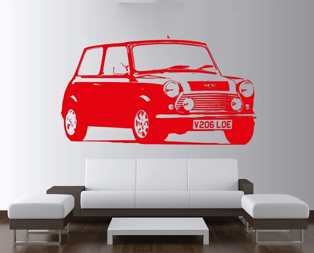 Большой автомобиль Mini Cooper классический настенный стикер для спальни наклейка