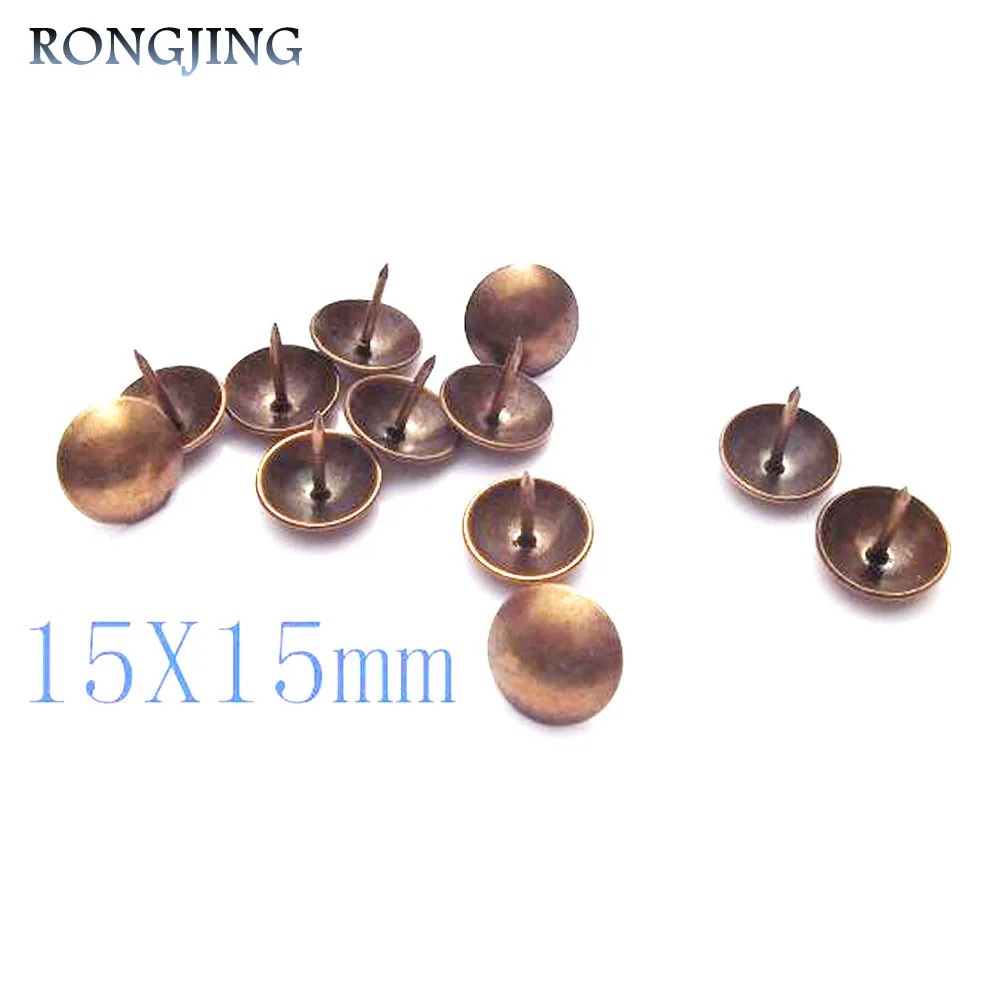 

100pcs Copper DIY Wooden Accessories Corners Fixed Antique Rivets Bubble Nails Decorative Vintage Furniture Sofa Nails 15X15mm