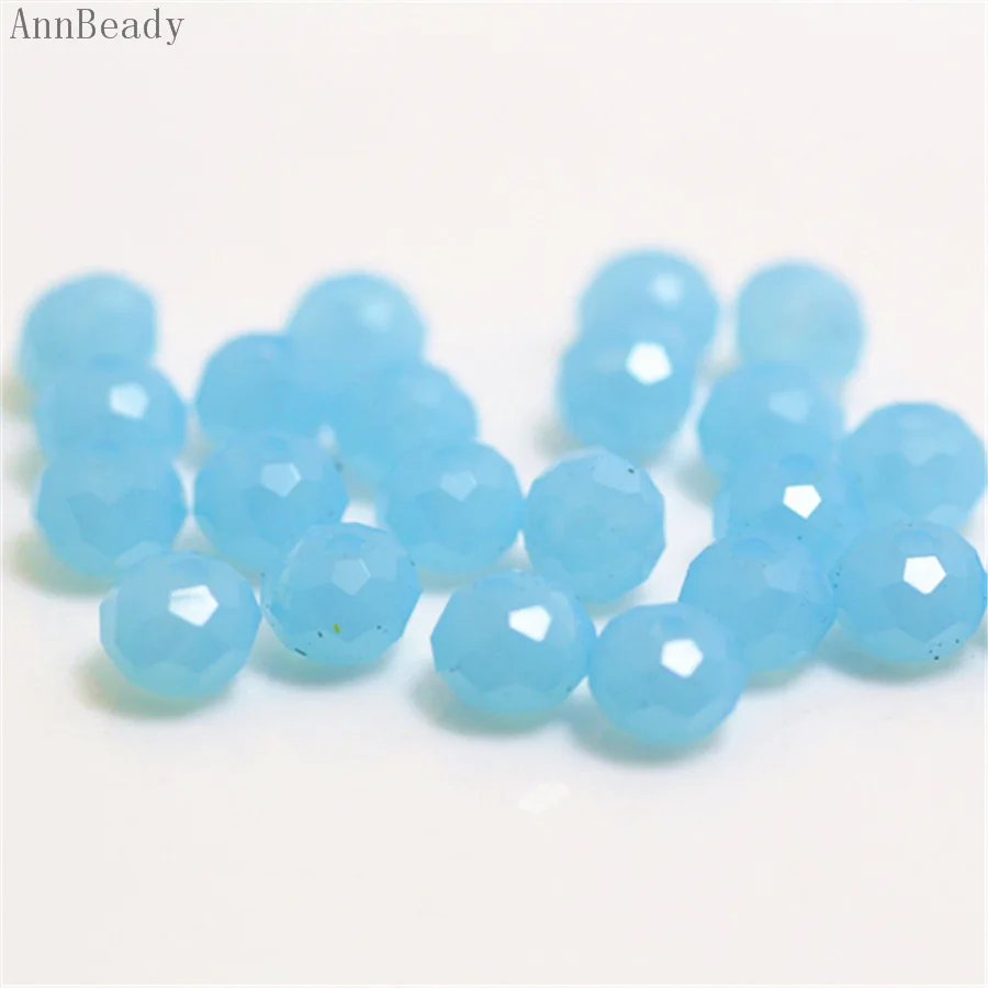 jade blue AnnBeady, одноцветные красные, серебристые, 4x6 мм, 50 шт., австрийские граненые стеклянные бусины Rondelle, бусины для изготовления ювелирных изделий - Цвет: jade blue