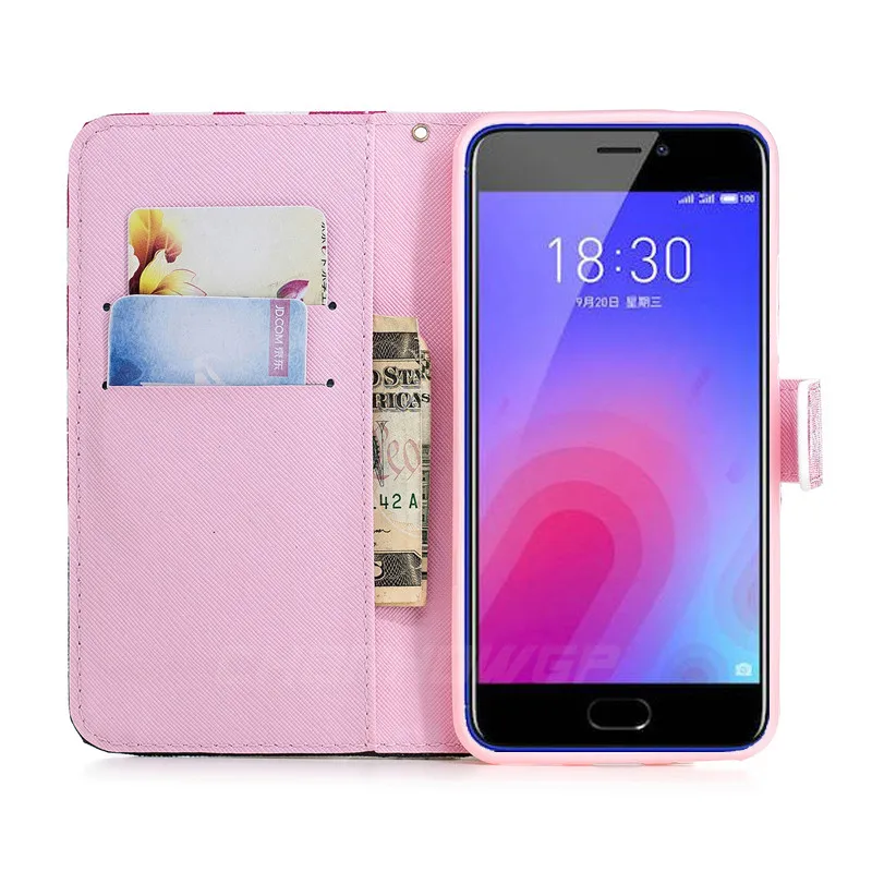Симпатичный чехол с красивым цветком для Meizu M5S M6 M6S бумажник кожаный M711c M5 S m5s из
