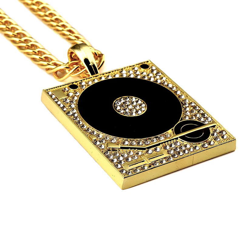 Золотые музыкальные фонограммы ожерелья для мужчин и женщин с изображением