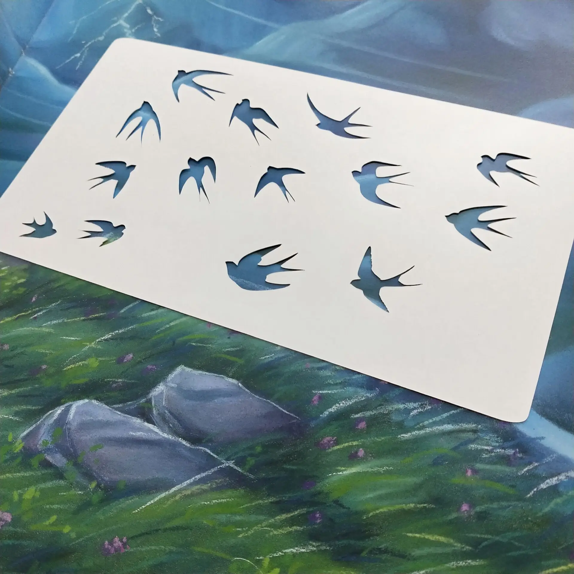 

5pcs,19.5*11.2cm, swallow stencil,Tulip Stencil,Dinosaurs stencil for Scrapbook,Card Making,Polymer Clay,Drawing