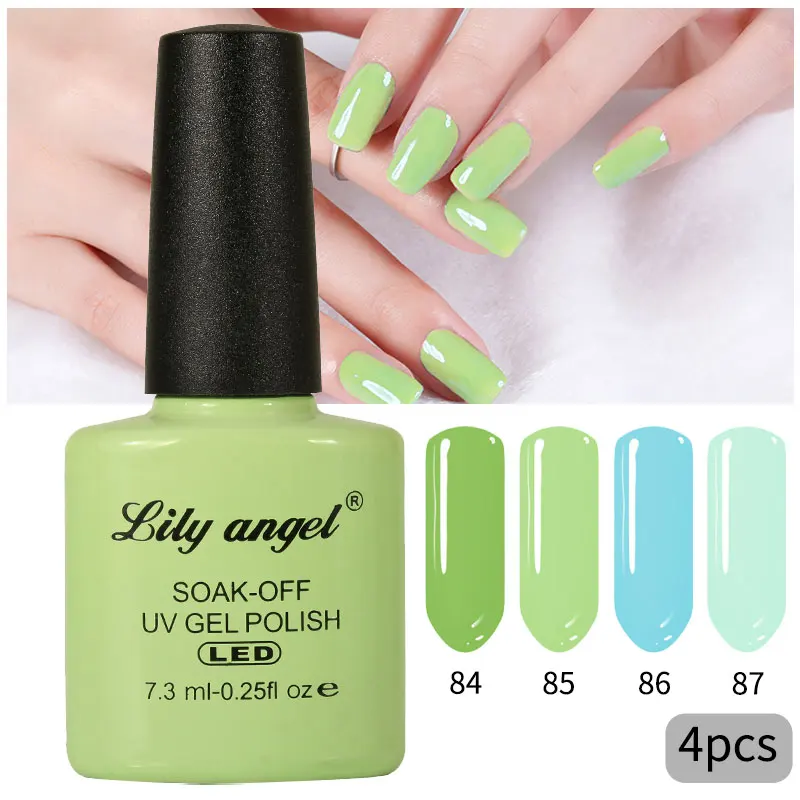 4pcs-3 Lily Angel, высокое качество, Гель-лак для ногтей, для маникюра, салонные советы, горячая Распродажа, цвет, 7,3 мл, впитывается, органический УФ светодиодный Гель-лак для ногтей - Цвет: 4pcs-3