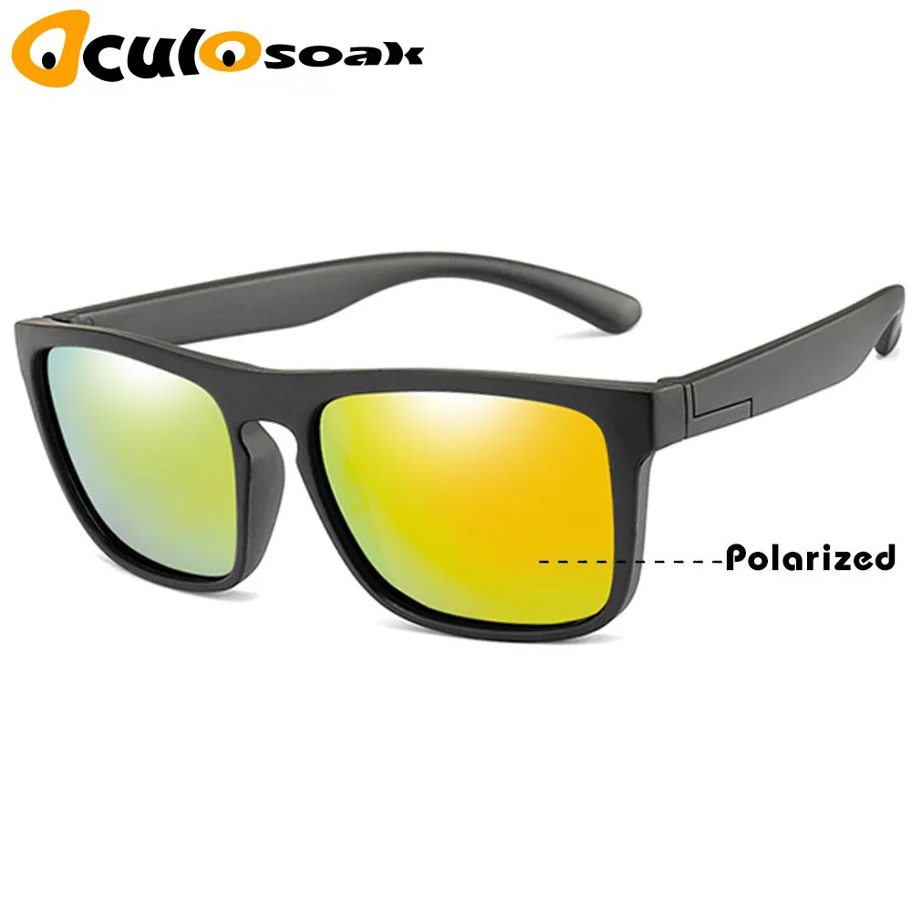 R03 black yellow Детские солнцезащитные очки, брендовые солнцезащитные очки для маленьких девочек, поляризованные детские солнцезащитные очки, гибкая Защитная оправа, UV400, подарки на день рождения, Рождество - Цвет линз: R03 black yellow