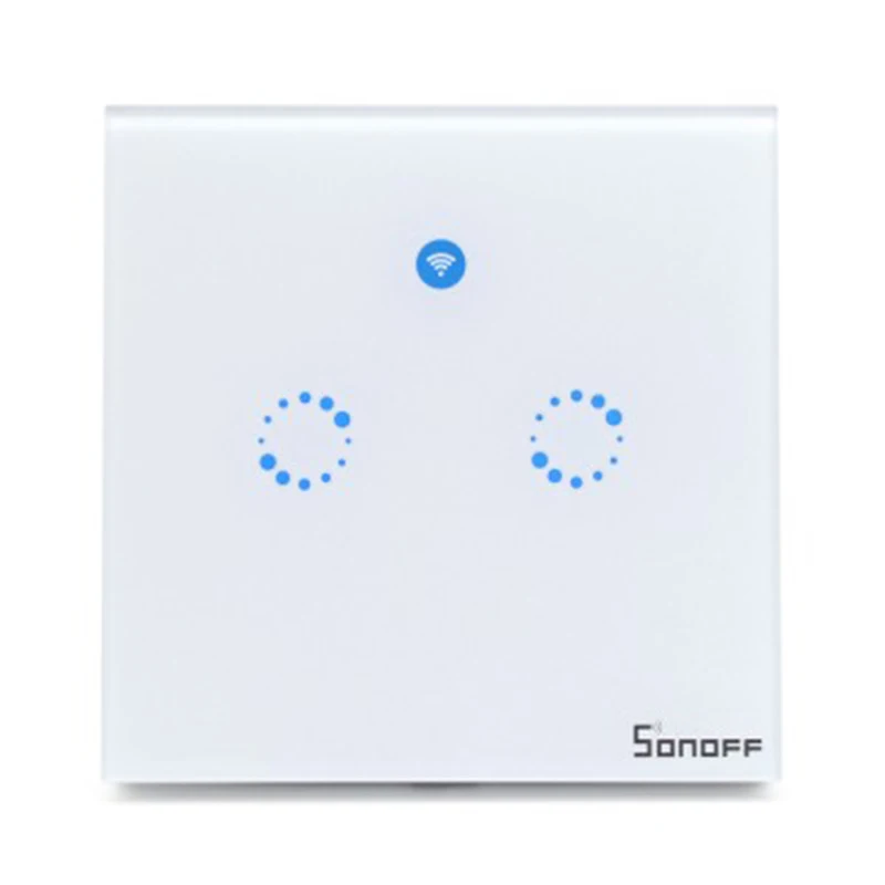 Интеллектуальный выключатель света Sonoff T1 1/2 Gang ЕС Wi-Fi RF 86 Тип настенный сенсорный выключатель света Умный дом Авто пульт дистанционного управления работа с Alexa Google Home