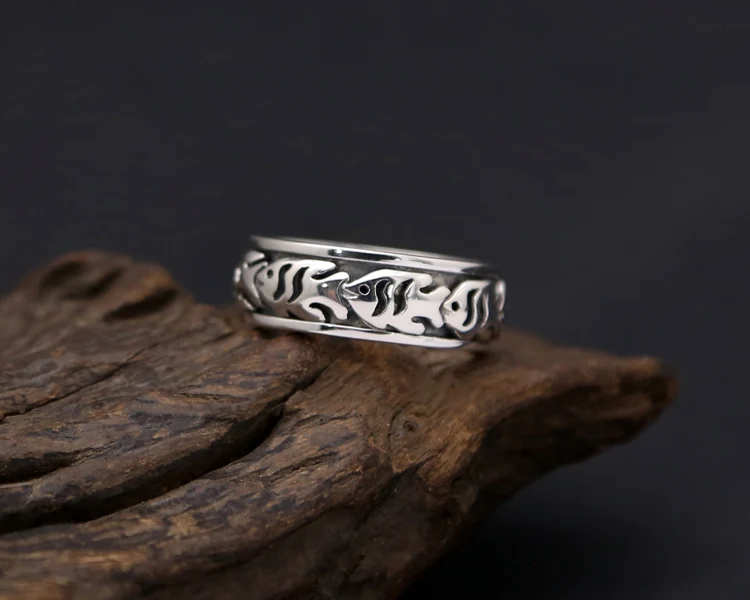 Вращающееся на 925 градусов кольцо-Спиннер из твердого серебра мужское кольцо для