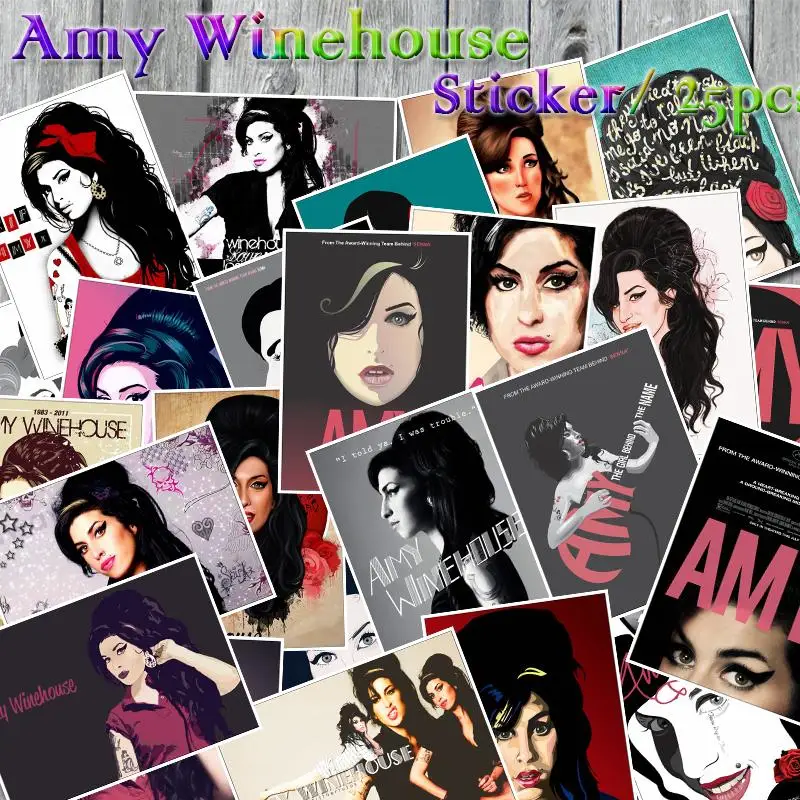 25 шт. Amy Winehouse наклейка s для велосипеда телефона ноутбука путешествия багаж Канцтовары ПВХ водоотталкивающая наклейка игрушка наклейка в стиле граффити наклейки