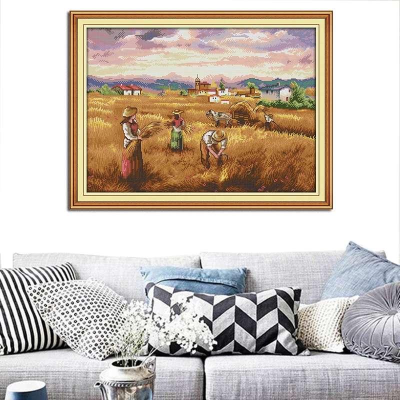 Осенний сбор урожая живописные картины Счетный напечатаны на холсте DMC 11CT14CT