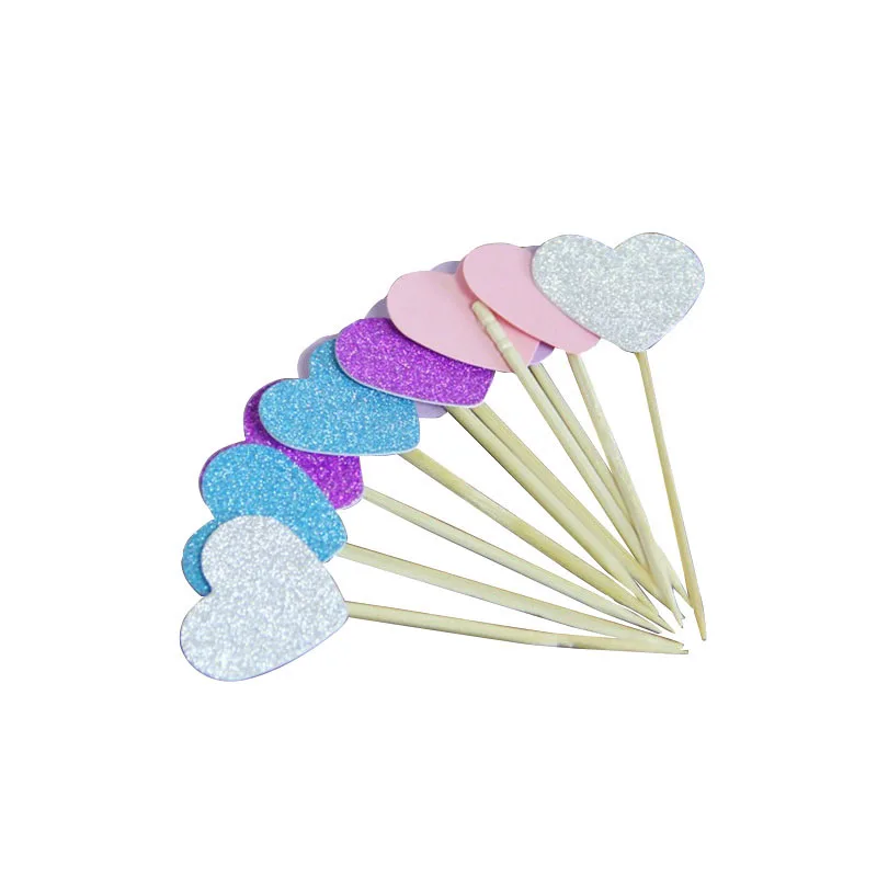 40 шт./лот Сердце Звезда кекс Toppers выпечки торт Topper Baby Shower украшение для свадебной