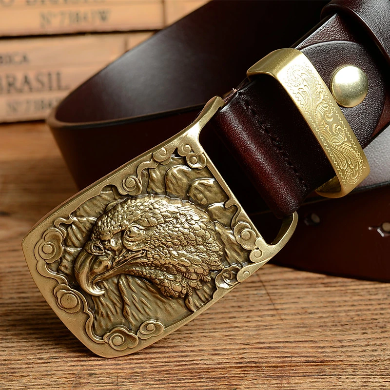 

Brass Eagle Belt Buckle Luxury Men Belt Genuine Leather Belt Men Strap Ceinture Homme Cinturon Male Jeans Belts Reim MBT0353