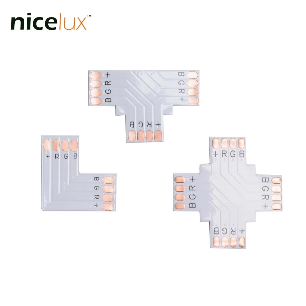 5 шт./лот RGB Светодиодная лента угловой разъем 4 Pin 10 мм L T X форма PCB плата сплиттер