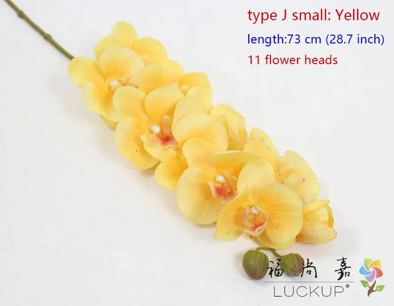type J small Yellow Искусственный латексный цветок орхидеи бабочки орхидеи для дома, дома, свадьбы, фестиваля, 1 стебель, F472 - Цвет: type J small Yellow
