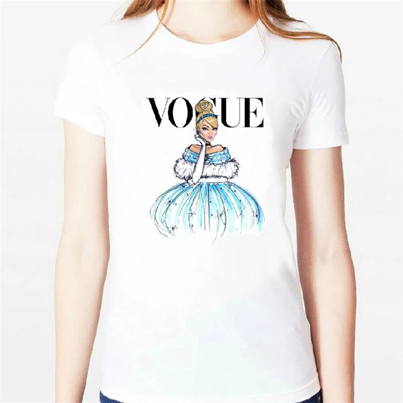 Harajuku New T-shirt Women tattoo vogue princess snow white Print tee Casual White o-neck Top | Женская одежда