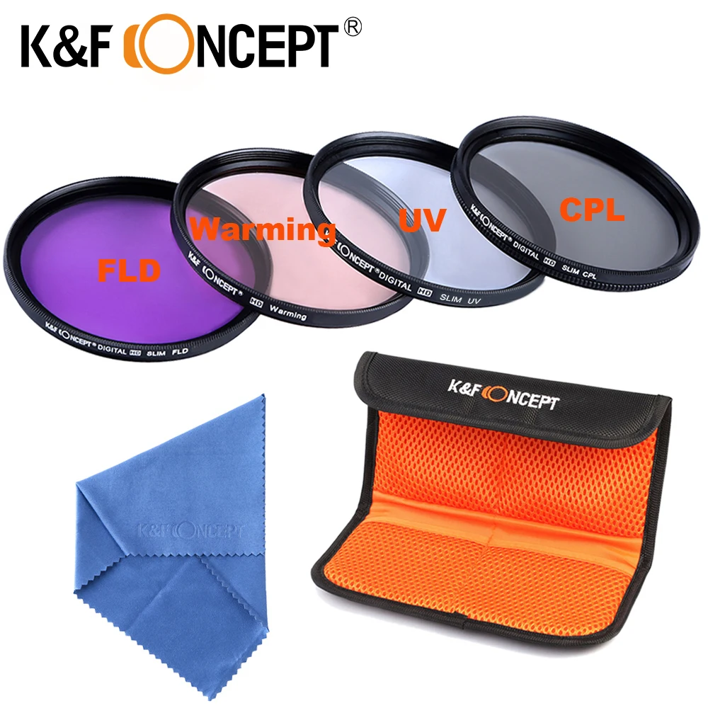 K & F CONCEPT 52 мм 58 67 UV CPL FLD согревающий фильтр объектива сумка для фотоаппарата nikon