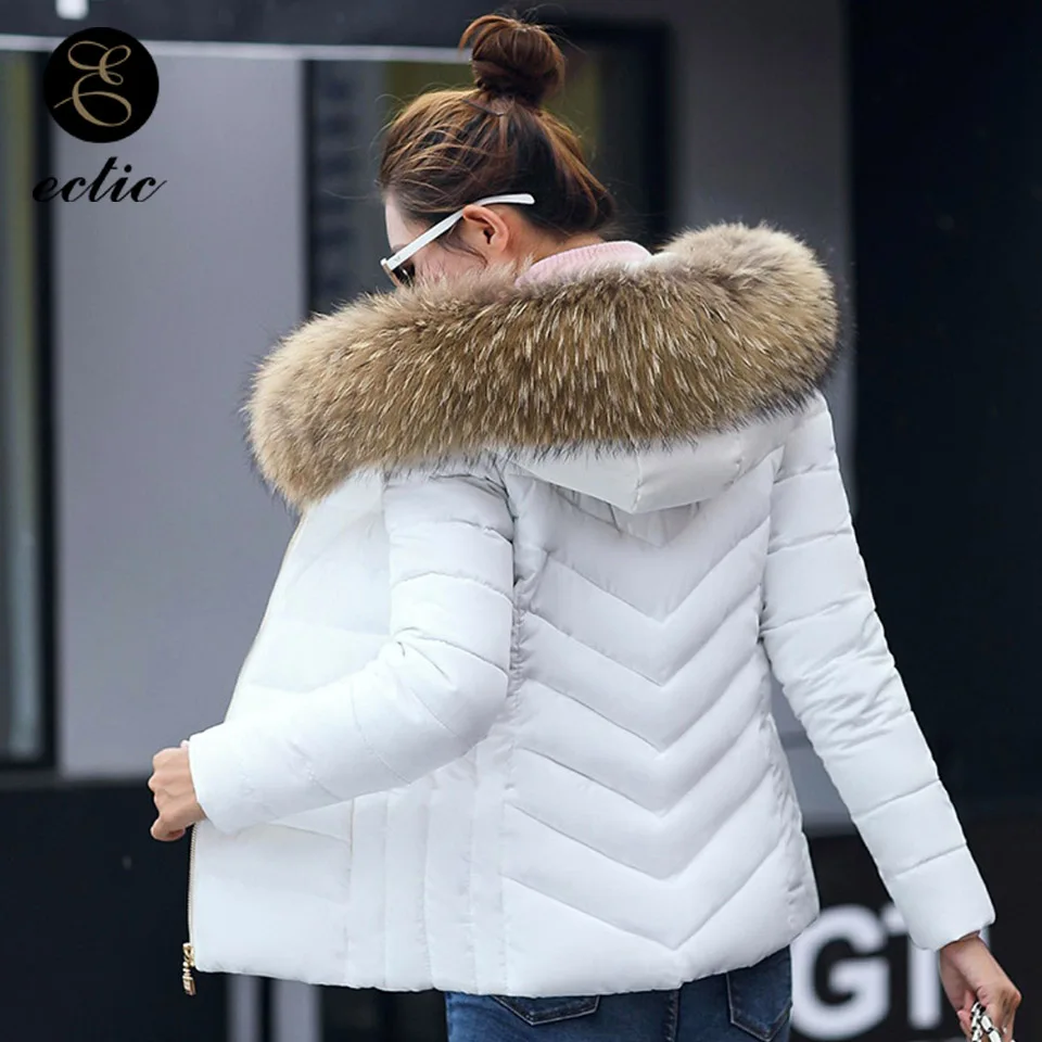 Silver Down Jacket Ropa Mujer Invierno 2021 Kawaii Coat  Pink Jacket Fur Collar Winter Korean Fashion Clothing Slim Jacket