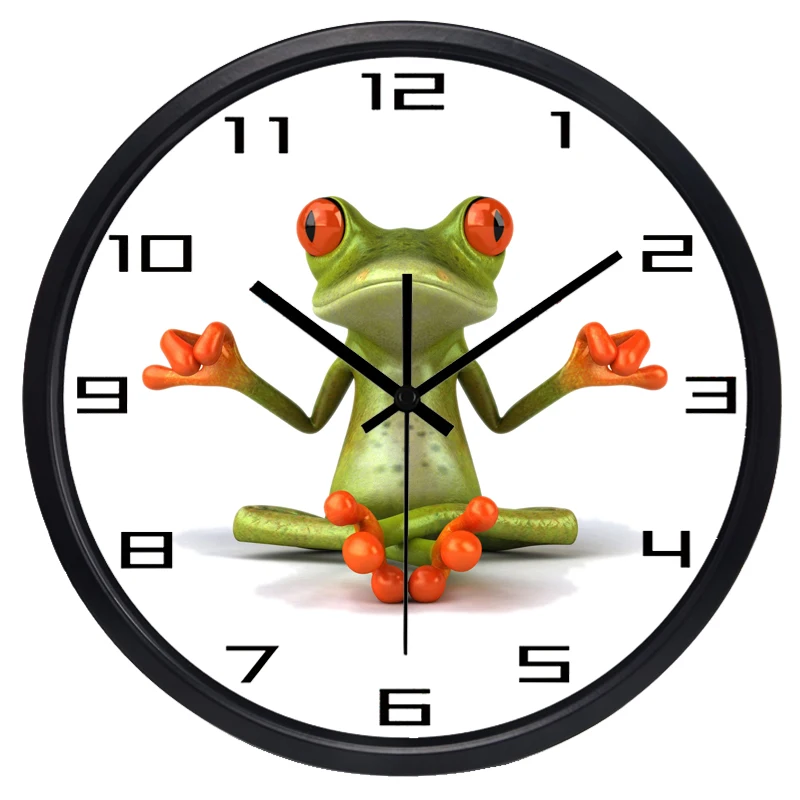 4 Styles Cartoon Flog Wall Clock for Children Room Bedroom Living Silent Glass | Дом и сад