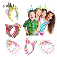 unicorn headband crown cat ears bow cartoon cute girl hair hoop hairbands children birthday supplies party accessories scrunchie