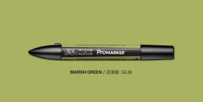Winsor& Newton ProMarkers двойной наконечник графический маркер зеленый цвет тон профессиональные ручки для дизайна - Цвет: marsh green
