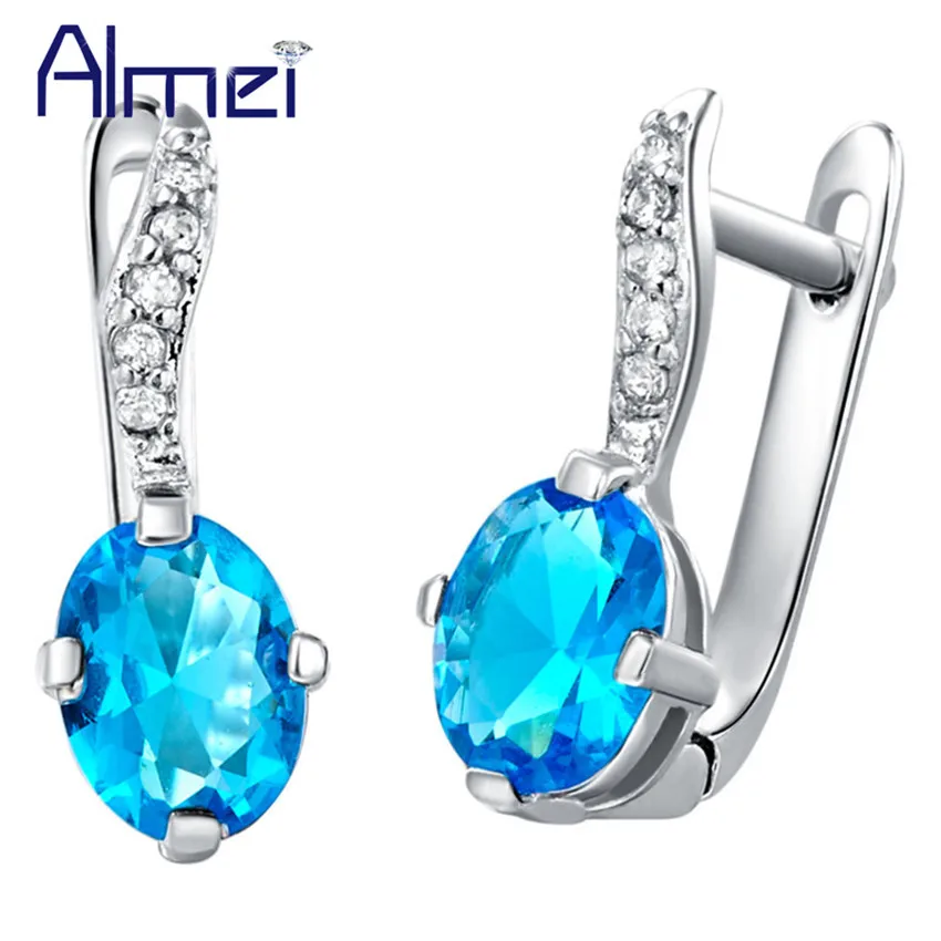 Серьги Almei для женщин корейские ювелирные изделия серебряные серьги с красными