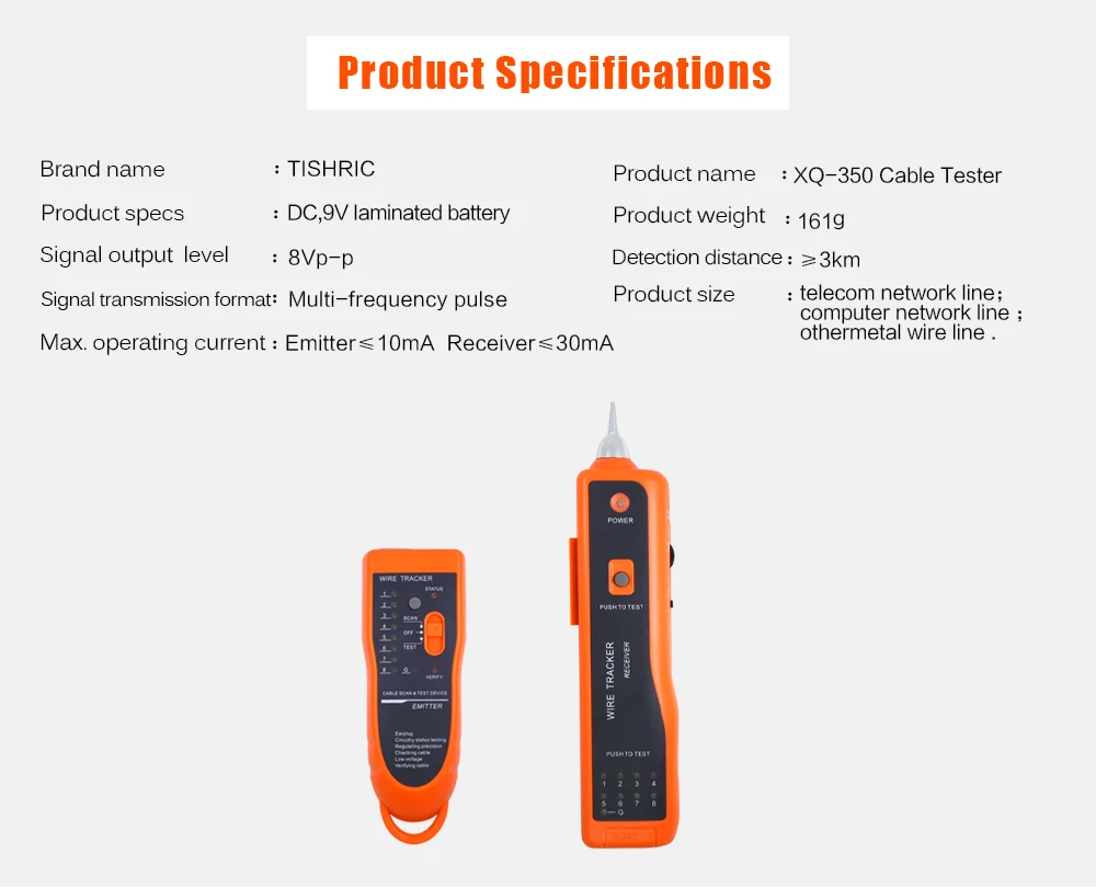 TISHRIC UTP STP Cat5 Cat6 RJ45 LAN Сетевой кабель тестер линии Finder RJ11 телефонный провод трекер Tracer Диагностика тон комплект XQ-350