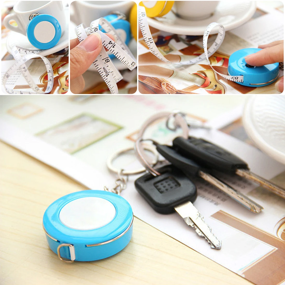 Пластиковая портативная мини-Рулетка 1 5 м с брелоком выдвижная линейка