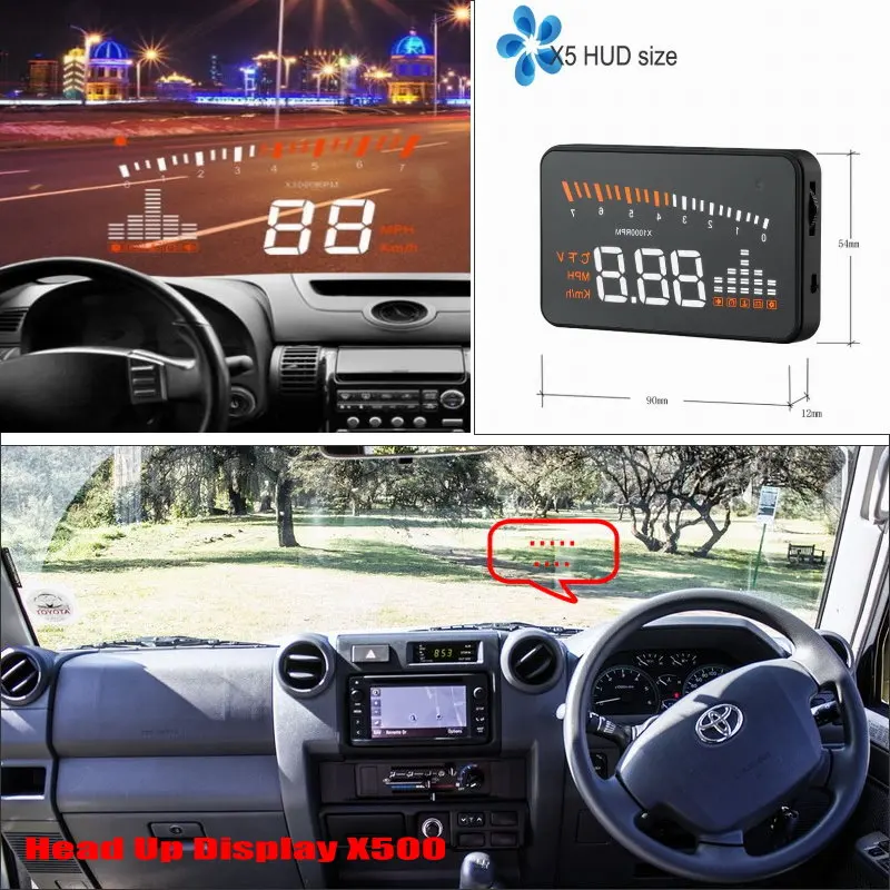 Car HUD Head Up Display For TOYOTA Land Cruiser 70 100 200 V8 / Prado 90 120 150 / Roraima Auto Accessories Safe Driving Screen