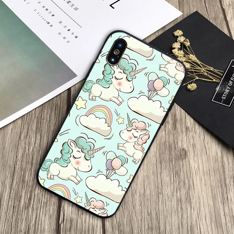 Мягкий силиконовый чехол с радужным единорогом для iPhone 6 6plus 7 8plus 5 5S 5C SE X XS XR