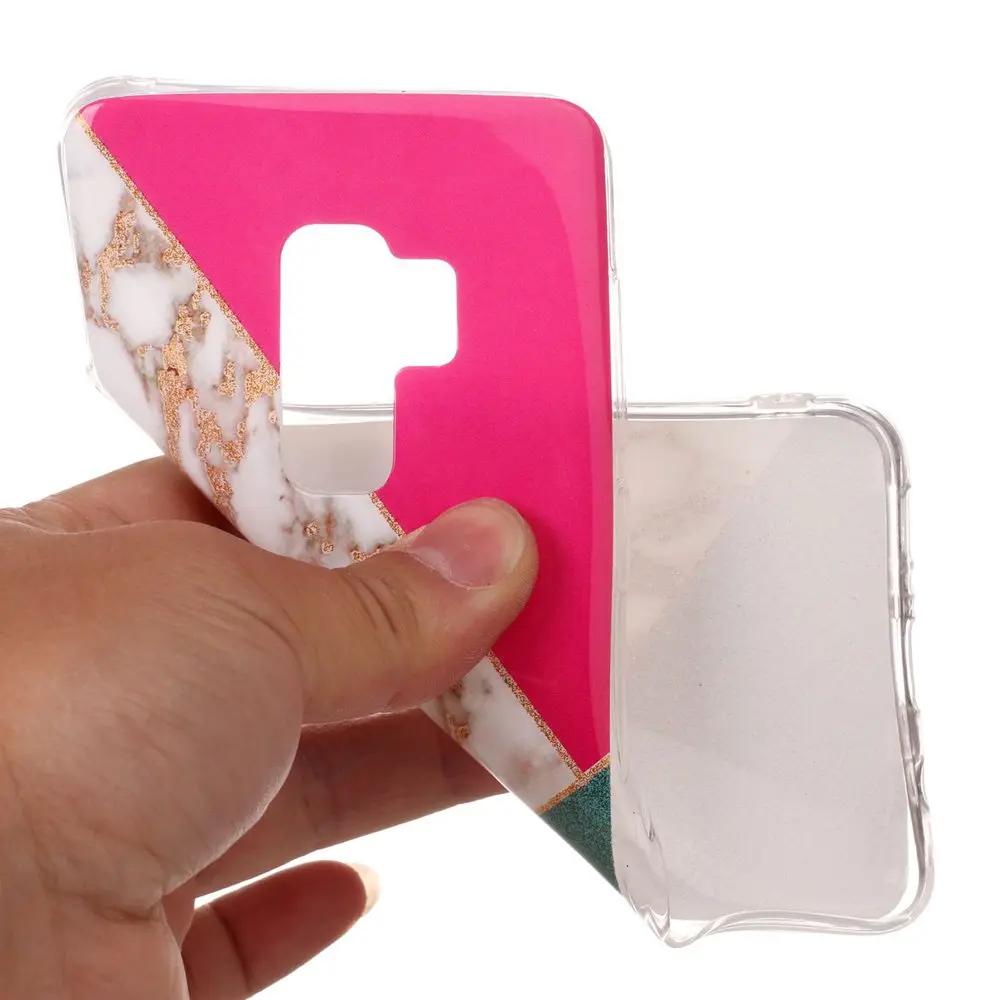 Flash marble Coque For Samsung S6 S7 S8 S9 Plus Case Silicone Rubber Geometric mosaic Cover Note 8 Anti-Scratch |