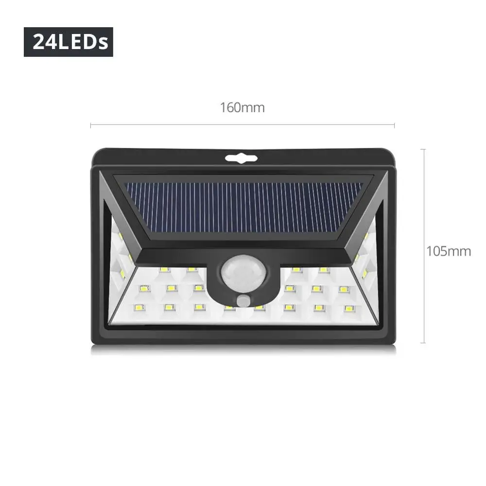 24LEDs PIR датчик движения Солнечный светодиодный настенный светильник Открытый Солнечный перезаряжаемый крыльцо свет аварийная лампа садовый путь безопасность ночные светильники - Испускаемый цвет: 24LEDs