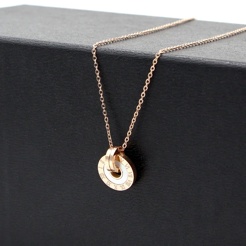 Женские двухкруглые подвески с римскими цифрами из нержавеющей стали белыми и