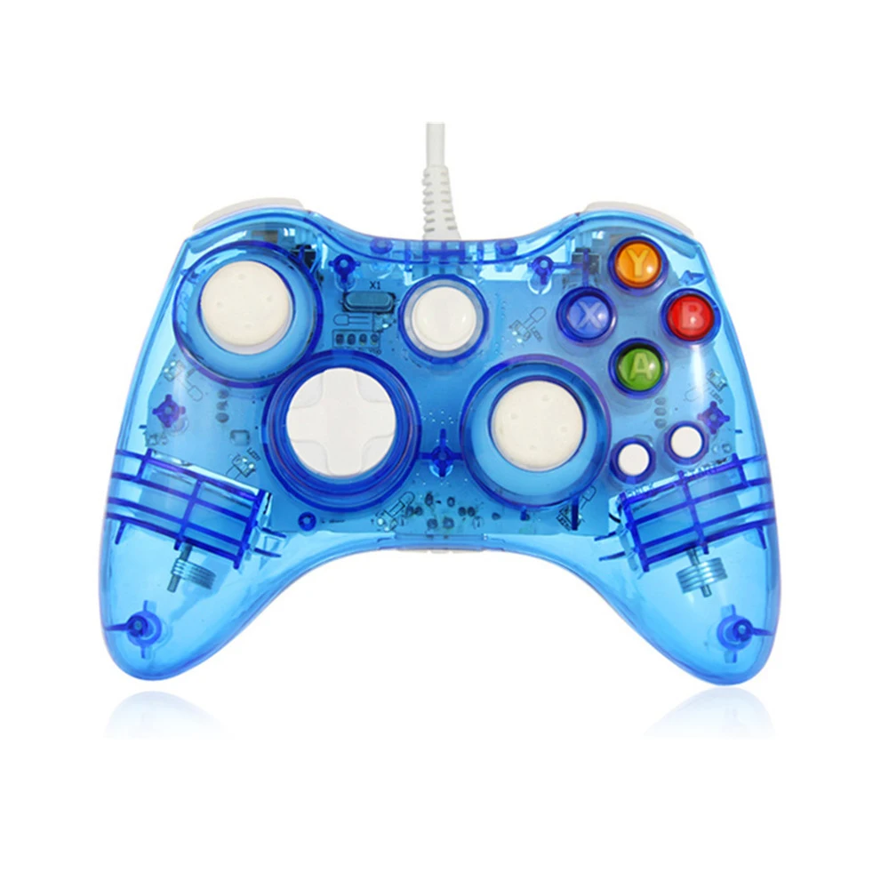 Transparent blue Геймпад для xbox 360 проводной USB игровой контроллер для xbox 360 Проводная ручка игровой джойстик для xbox 360 игры и ПК контроллер джойстика - Цвет: Transparent blue