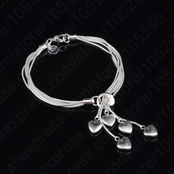 Женский браслет из серебра 925 пробы в форме цветного сердца|heart shaped bracelets|bracelet
