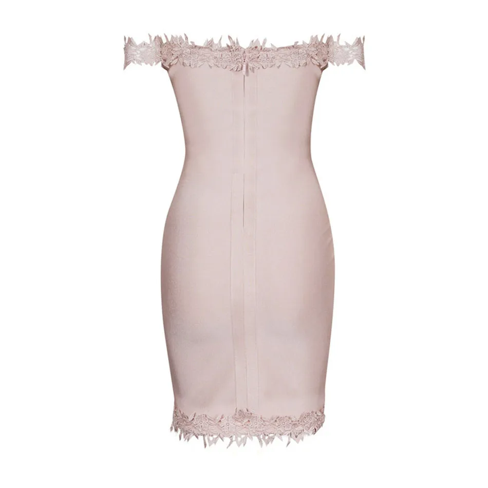 Модное Облегающее кружевное платье с открытыми плечами и V-образным вырезом