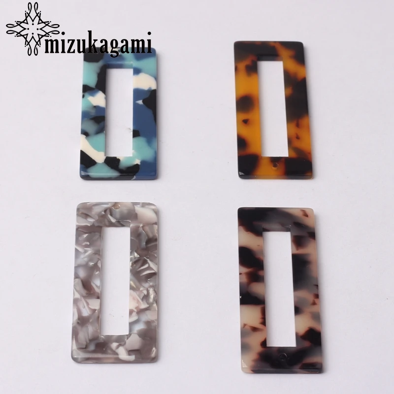 

Acetic Acid Resin Charms Geometric Rectangle Leopard Pendants 49*21mm 6pcs For DIY Fashion Earrings Jewelry Making Accessories