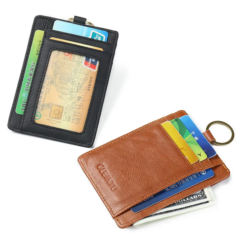 GUBINTU RFID держатель для карт с кольцом ключей мужчин из натуральной кожи