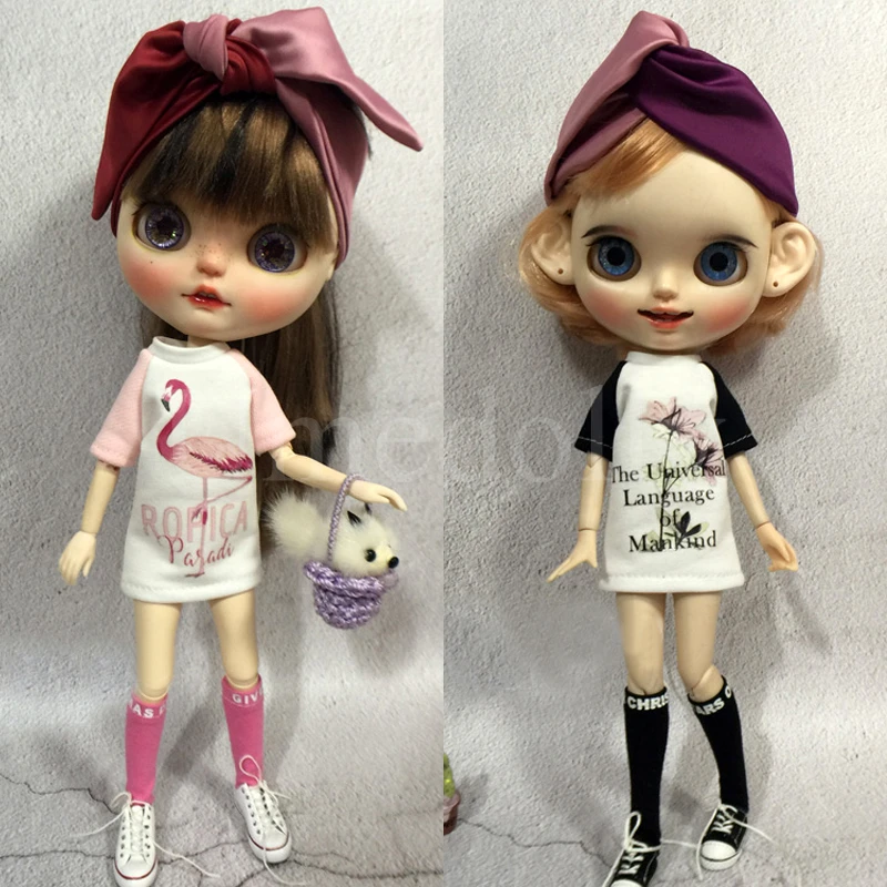 1 шт. Повседневная футболка для куклы Blyth гольфы одежда Барби курн Licca Azone 1/6