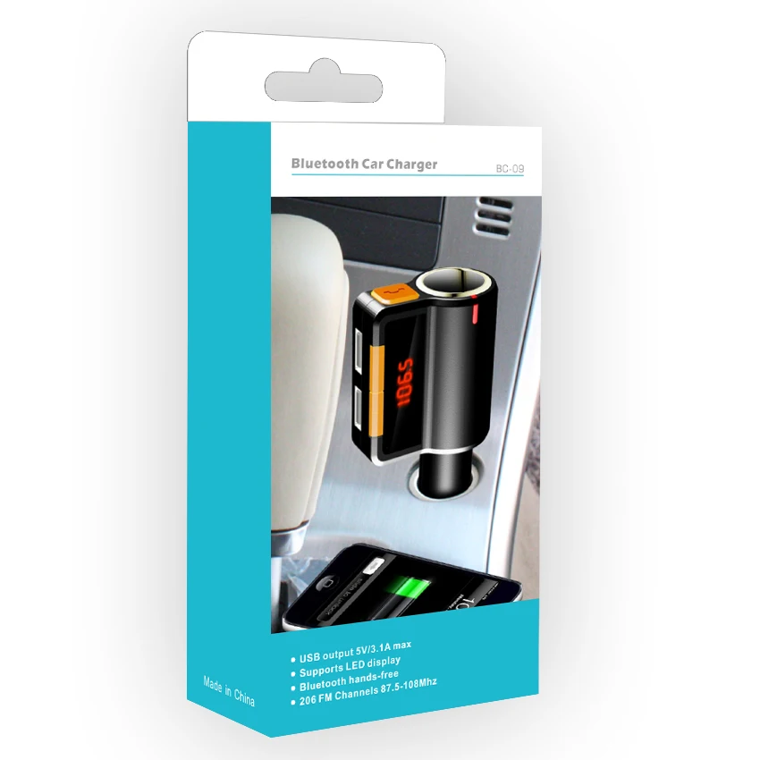 

Bluetooth FM Transmitter For Car 5V 3.1A Charger FM Transmitter MP3 Player Wireless Modulator Car Kit USB Visture BC09