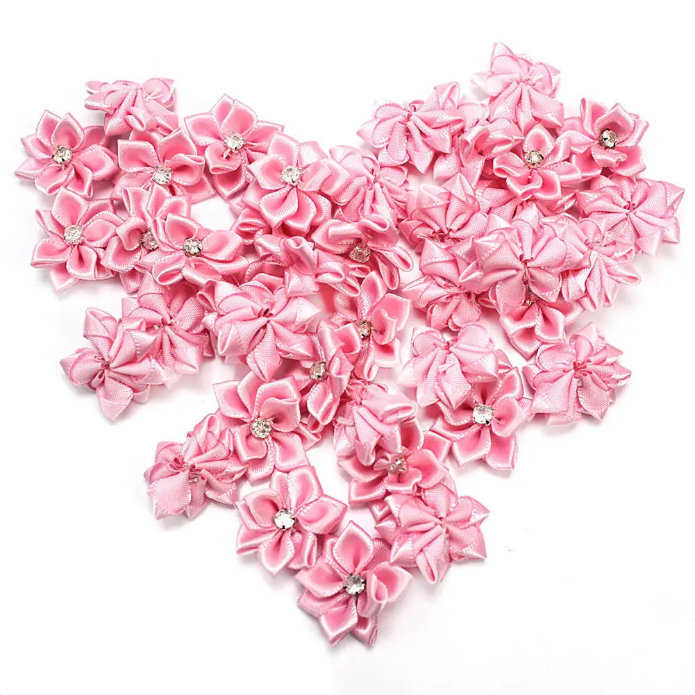 40 шт. хрустальные стразы декоративная атласная лента Цветочные аппликации