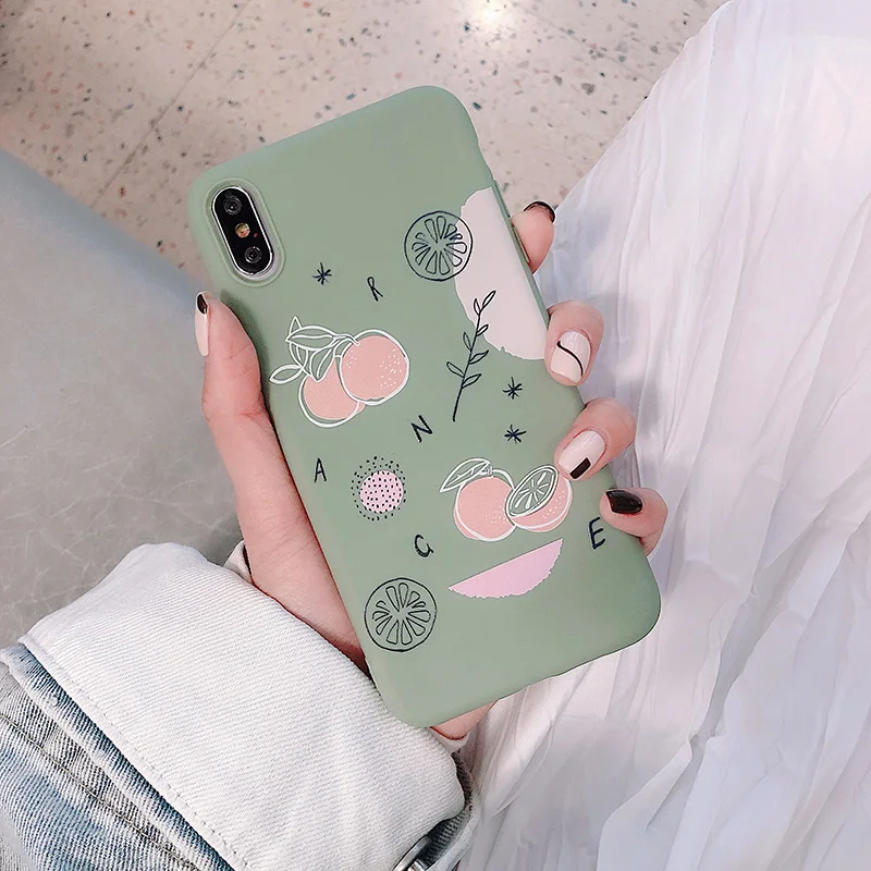 Роскошный свежий персиковый оранжевый чехол с узором для iPhone 6 6S 7 8 Plus телефона XR X