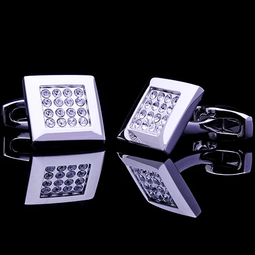 Мужская рубашка KFLK серебристая с кристаллами на кнопках|brand cufflinks for mens|cufflinks