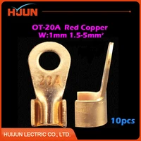 10pcslot ot 20a 6 2mm dia red copper circular splice crimp terminal wire naked connector for 1 5 5 square cable