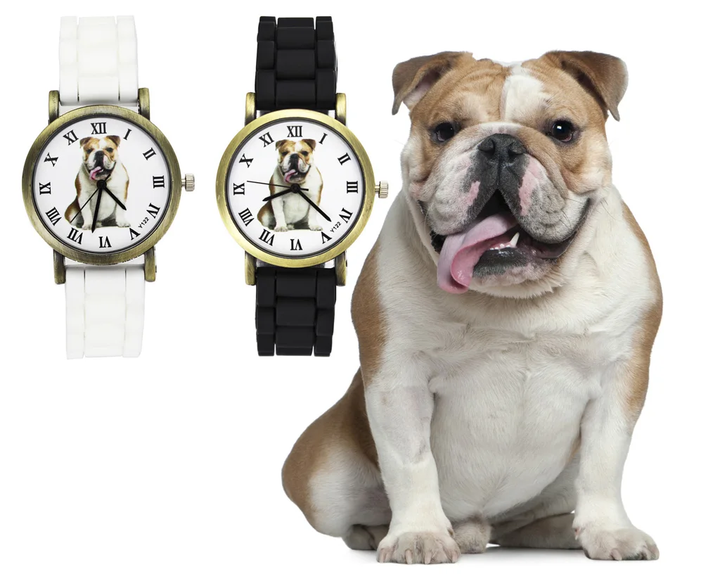 Bulldog Pet Love Dog Men Women Watches Fashion Sport Casual Black White Silicone Watchband Unisex Quartz Wrist Watch Deals kezzi brand black white silicone watches student women men sport quartz watch couple ultra slim casual watch relojer feminino