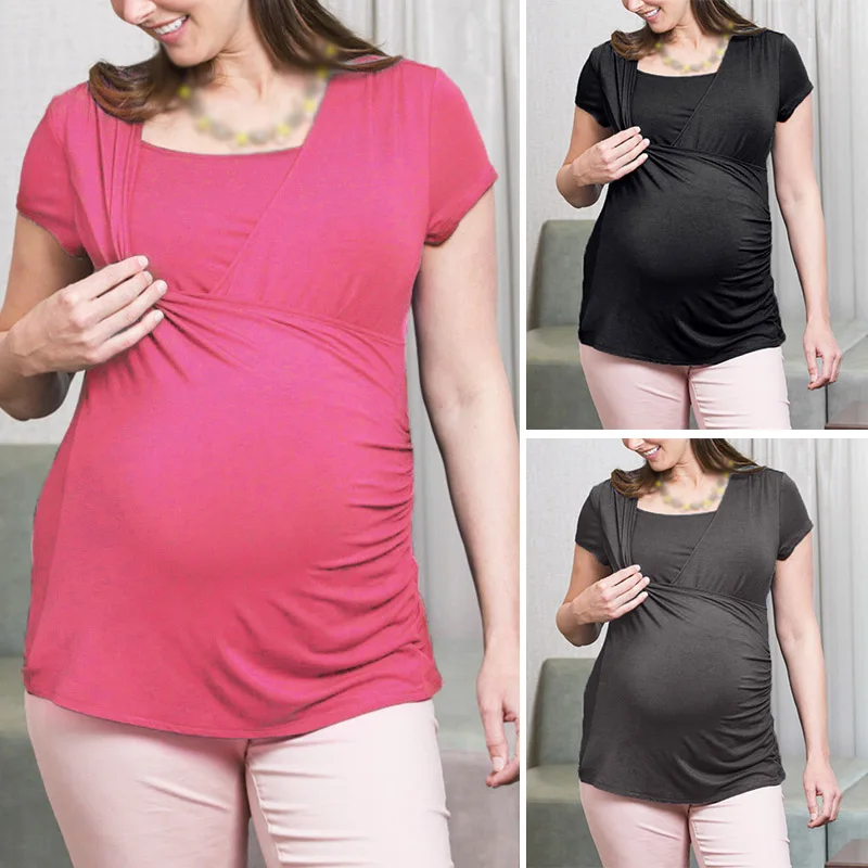 Сексуальная Женская блузка для беременных топы грудного вскармливания Пижама