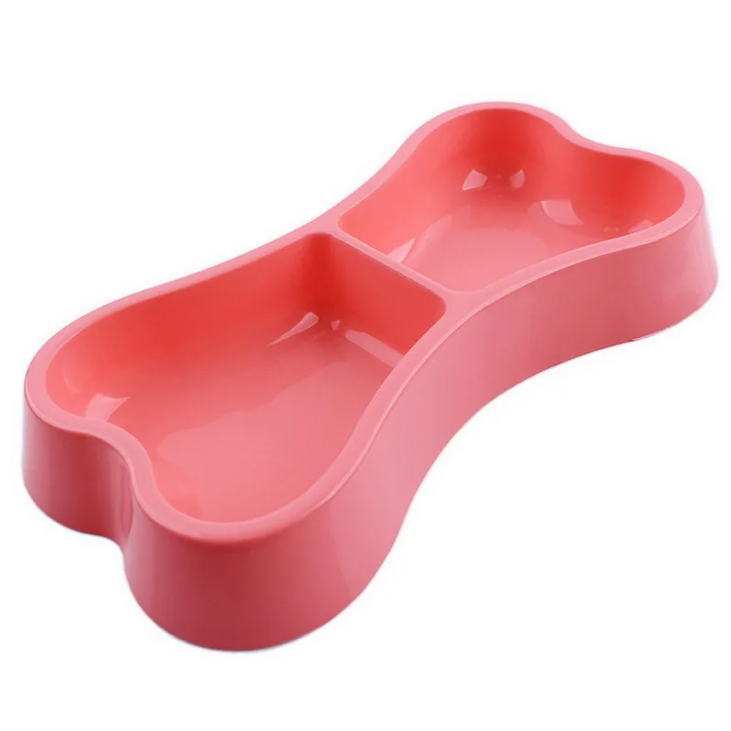 Hot Pet Puppy Bone shape Food Bowl Cat Dog Drink Water Bottle dog Plastic Dish Feeder 3 Colors | Дом и сад